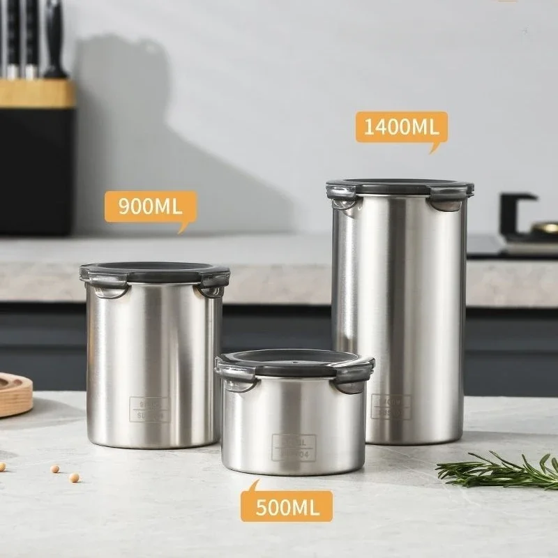 Food Storage Metal Box - 304 wadah kedap udara Stainless, wadah