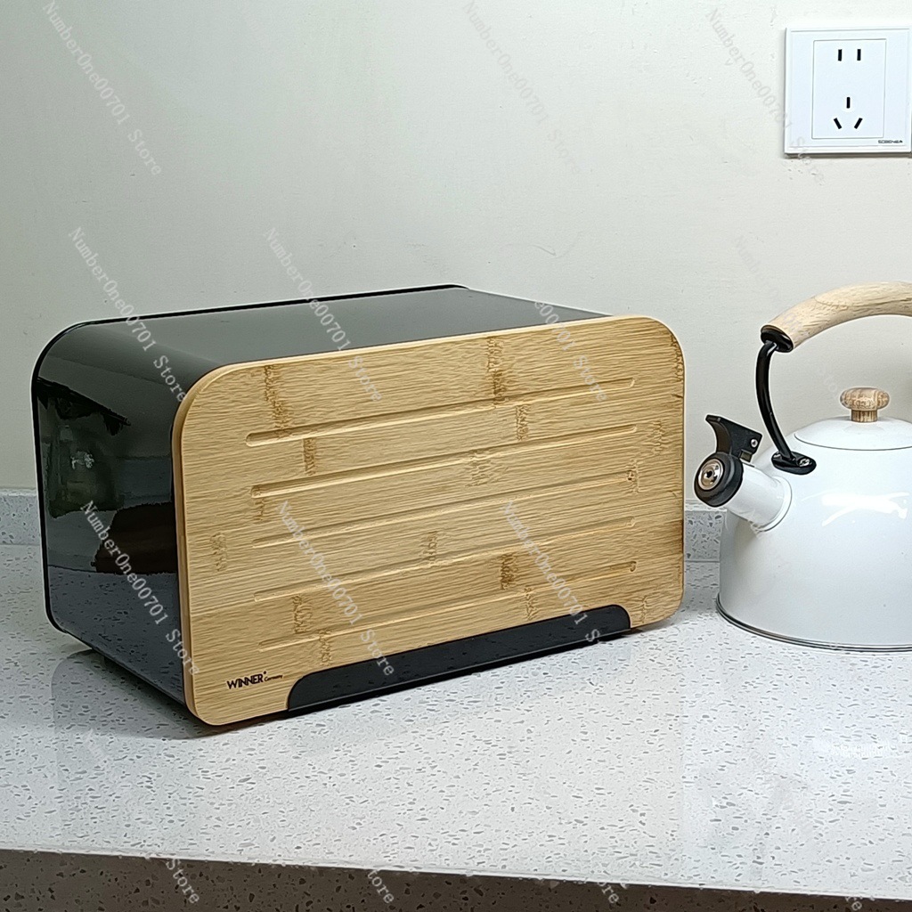 Food Storage Stainless Steel Containers - Kotak Roti Dapur dengan Tutup Bambu,