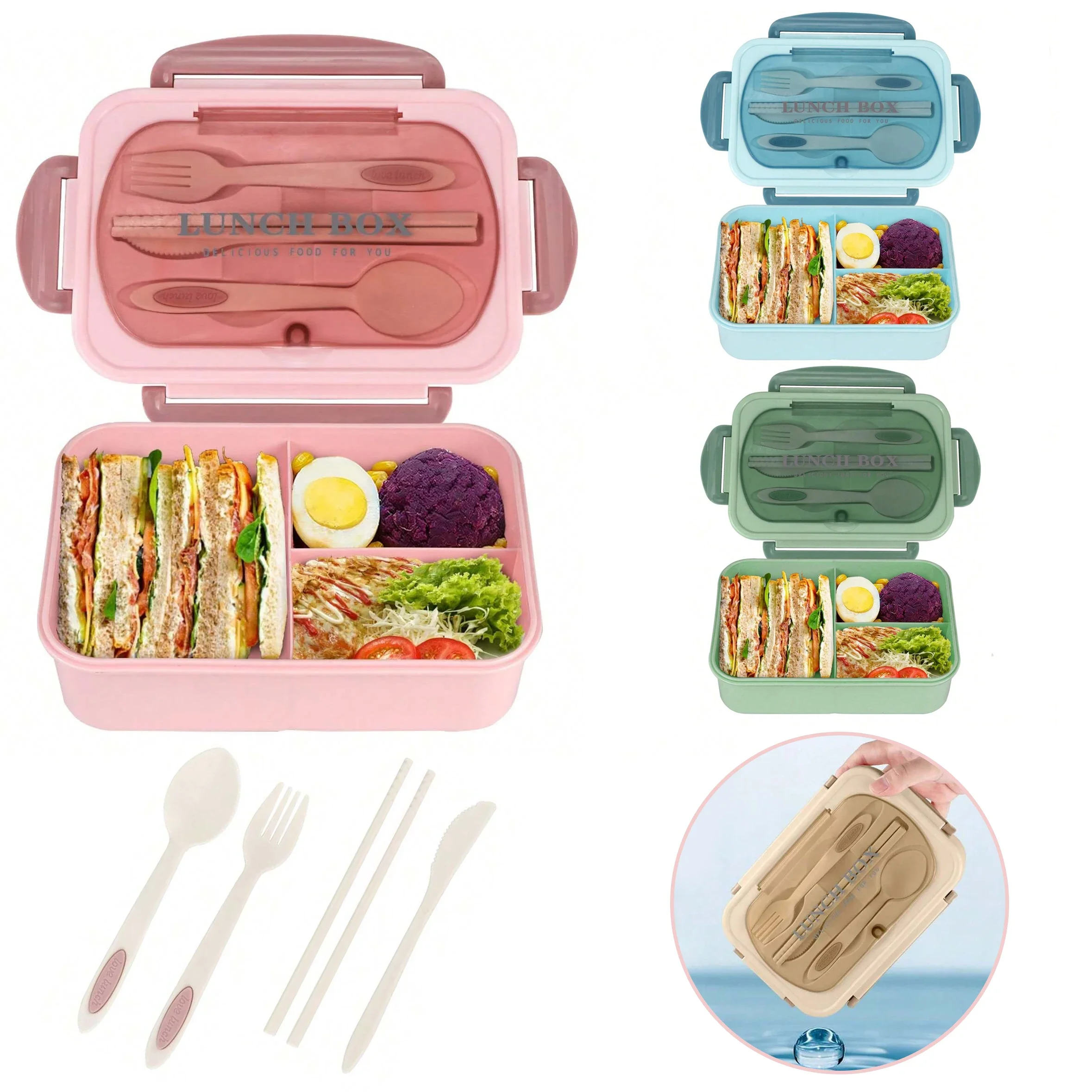 Food Storage Oven Safe - Kotak Bento Dewasa dengan 3 Kompartemen