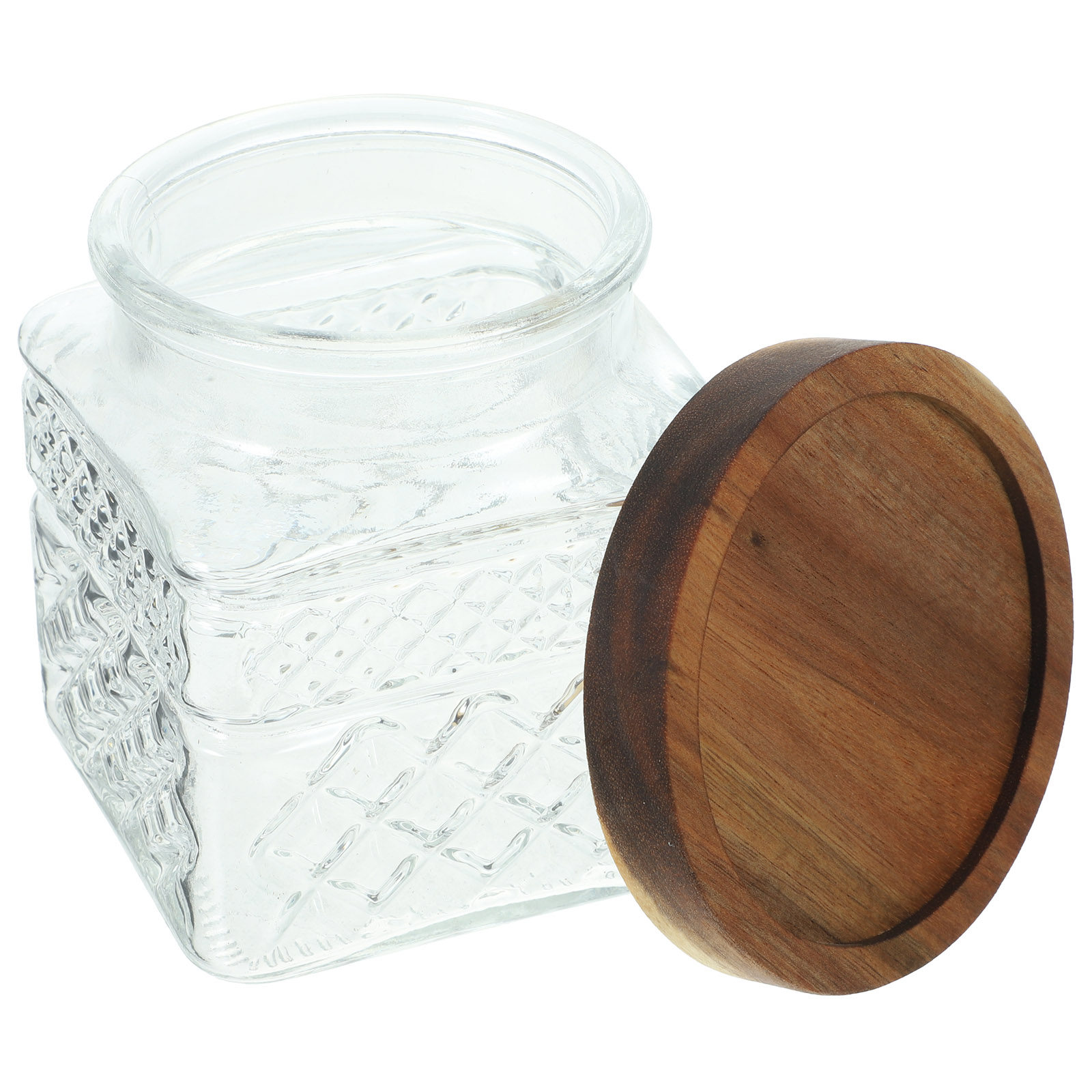 Food Storage Jars With Wooden Lids - Stoples Penyimpanan Kaca Kedap Udara dengan