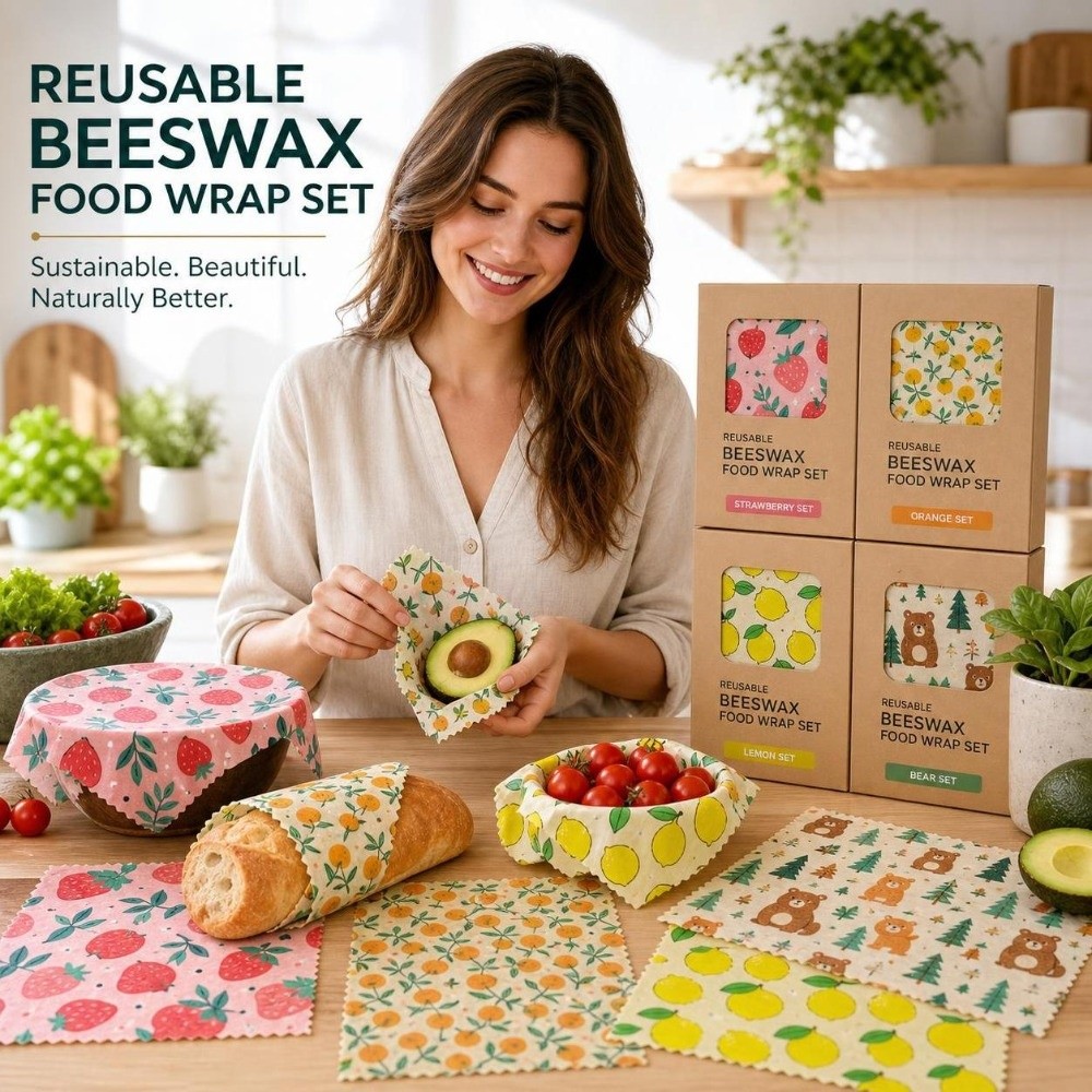Beeswax Food Wrap - 9pcs Pembungkus Makanan dari Lilin Lebah