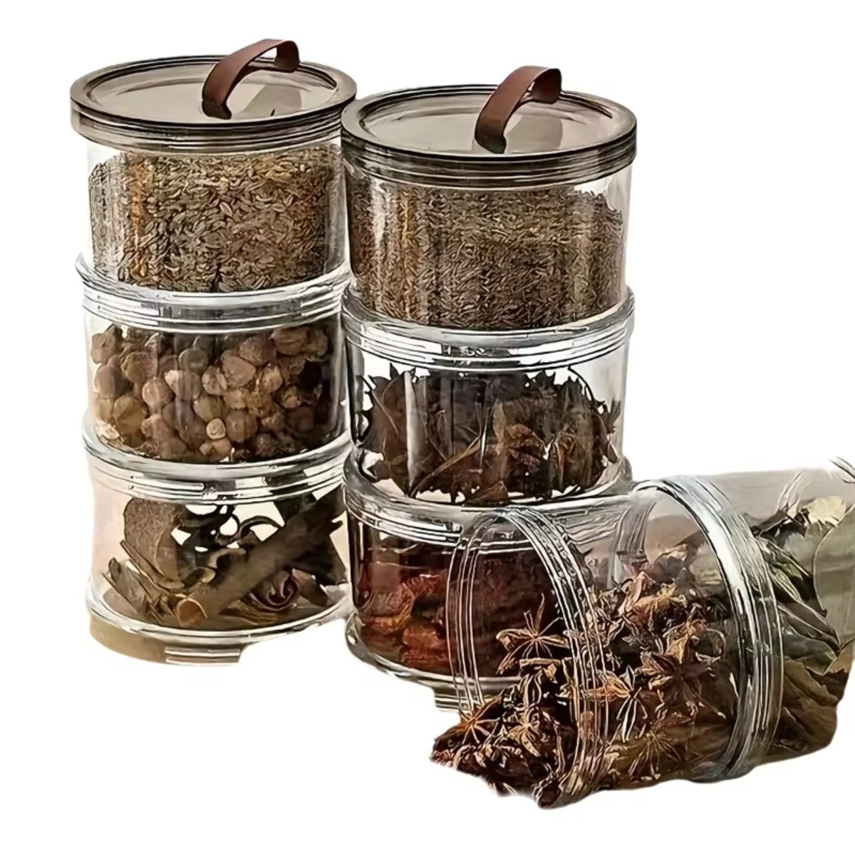 Food Storage Jars & Containers - Kotak Bumbu Genggam Bulat 3-Lapisan, Wadah