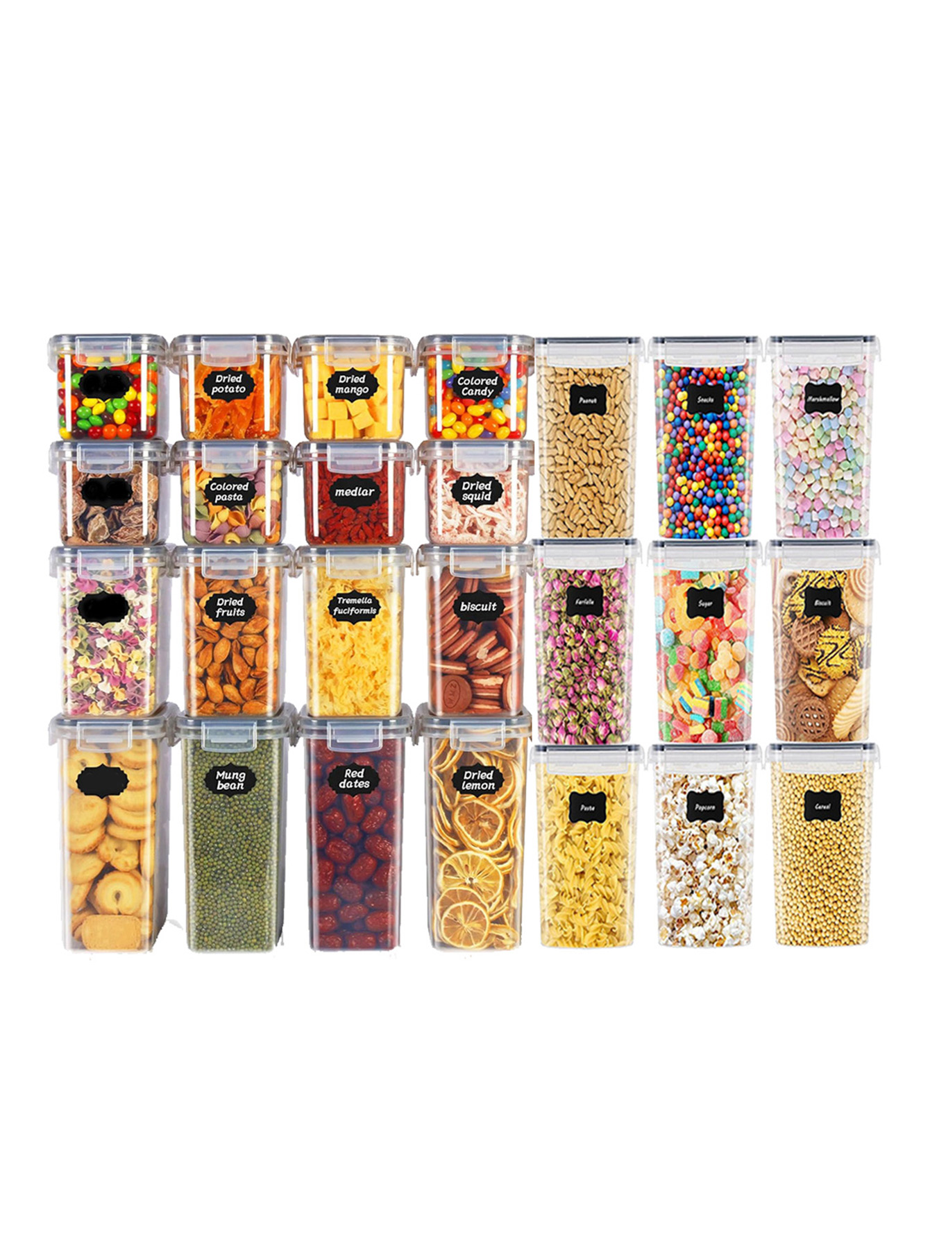 Food Storage For Pantry - 48pcs, Wadah Penyimpanan Makanan Tertutup dengan