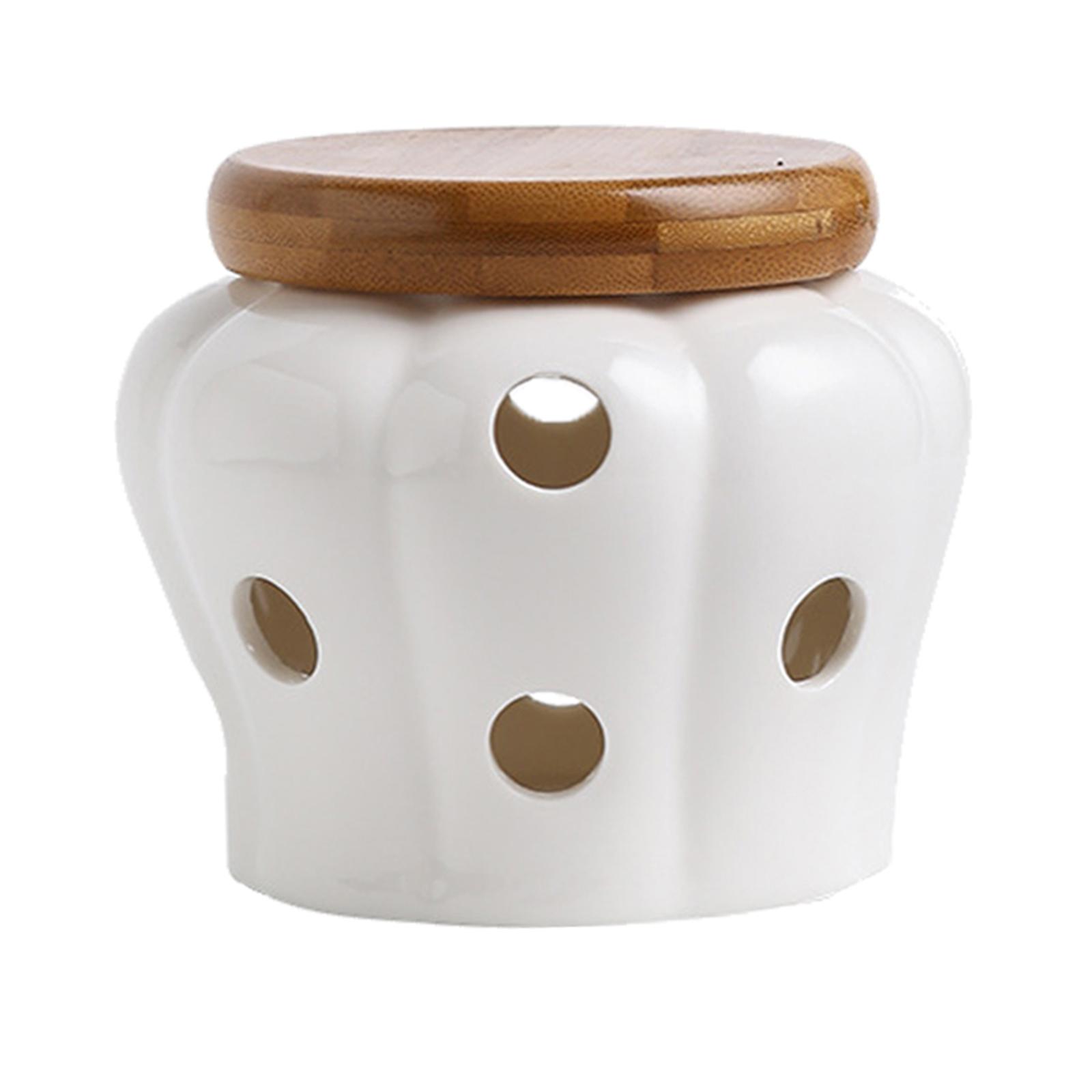 Wadah Bawang Putih Keramik den - Food Storage Jars With Wooden Lids ulasan dan harga