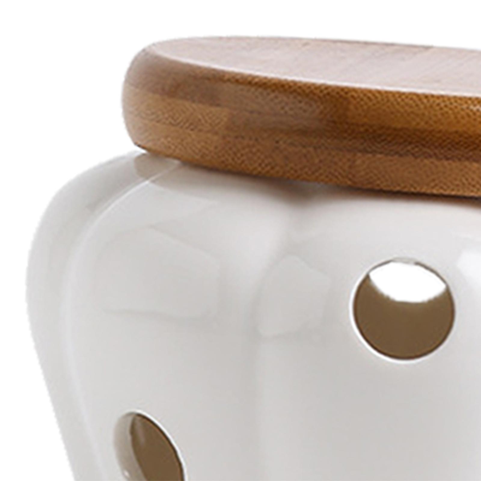 Wadah Bawang Putih Keramik den - Food Storage Jars With Wooden Lids ulasan dan harga