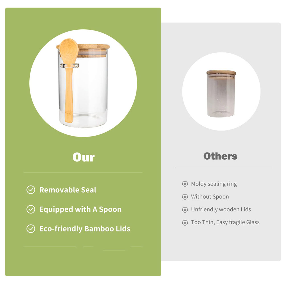 Wadah Penyimpanan Makanan Keda - Food Storage Jars With Wooden Lids ulasan dan harga