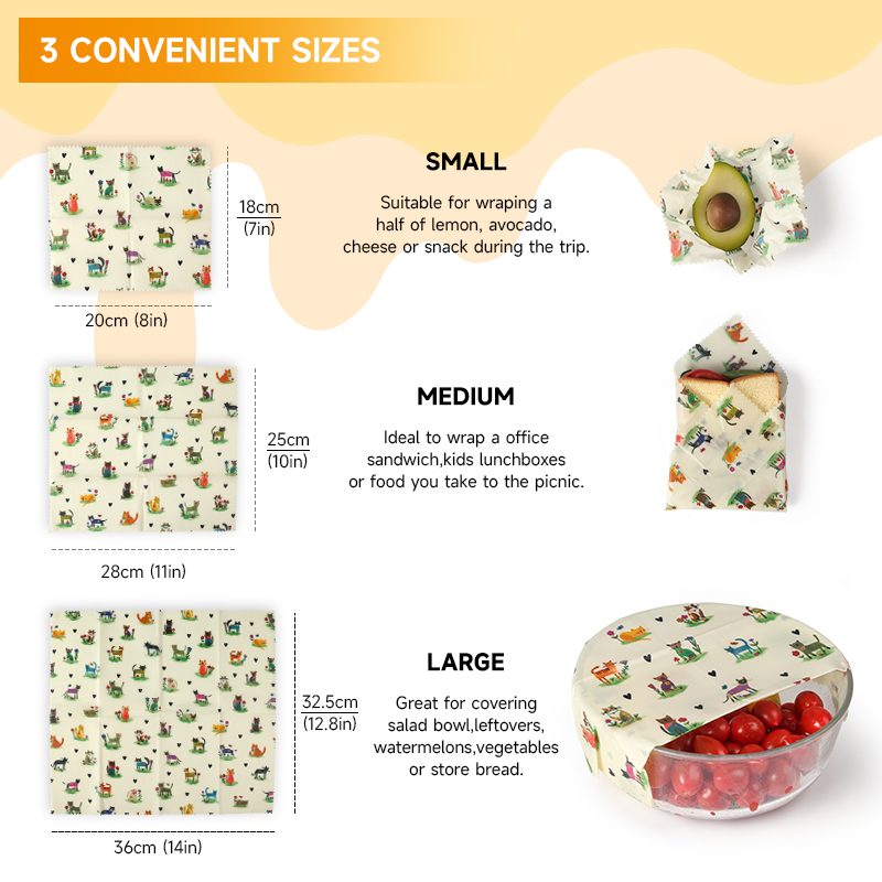 6 Paket (2S. 2M, 2L) Pembungku - Beeswax Food Wrap ulasan dan harga