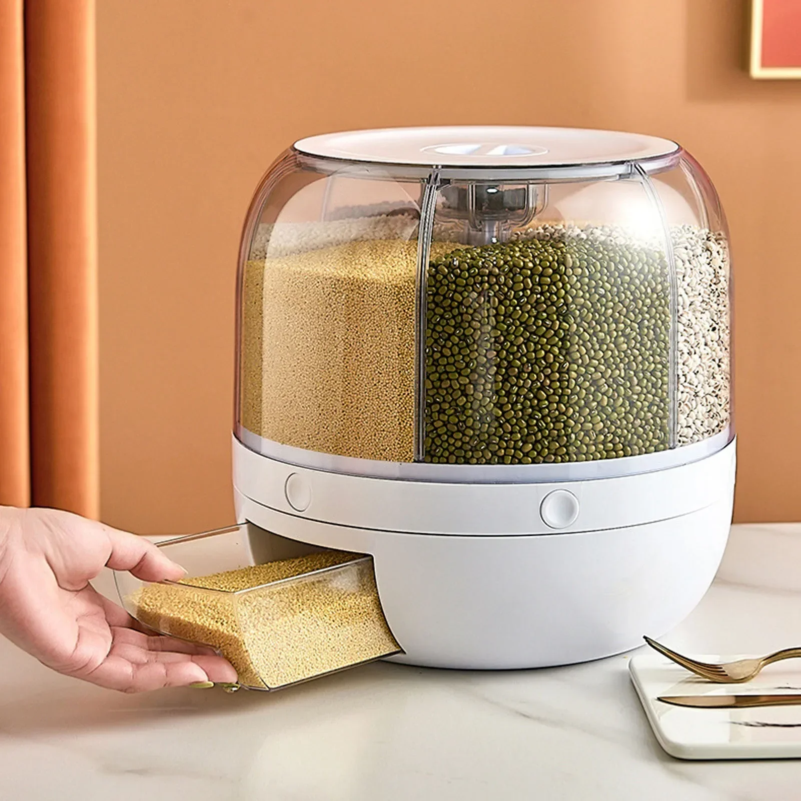 6-Kompartemen 360 °   Wadah Pe - Food Storage For Pantry ulasan dan harga