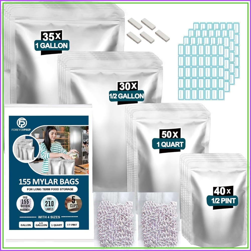 155 Kantong Mylar dengan 155 P - Food Storage Long Term ulasan dan harga