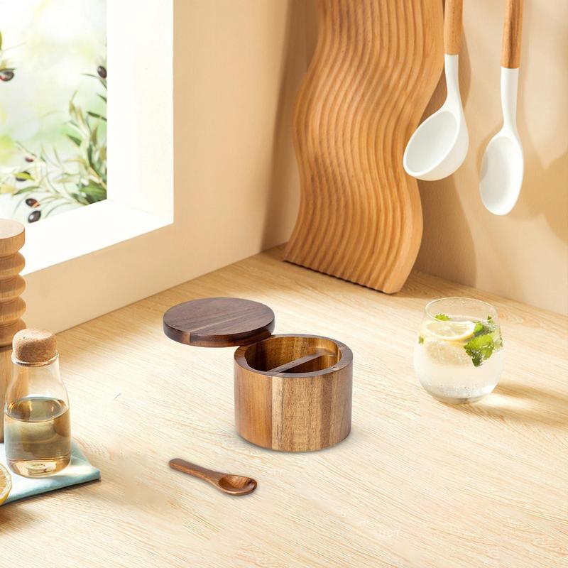 Wadah bumbu garam, toples lada - Food Storage Jars With Wooden Lids ulasan dan harga
