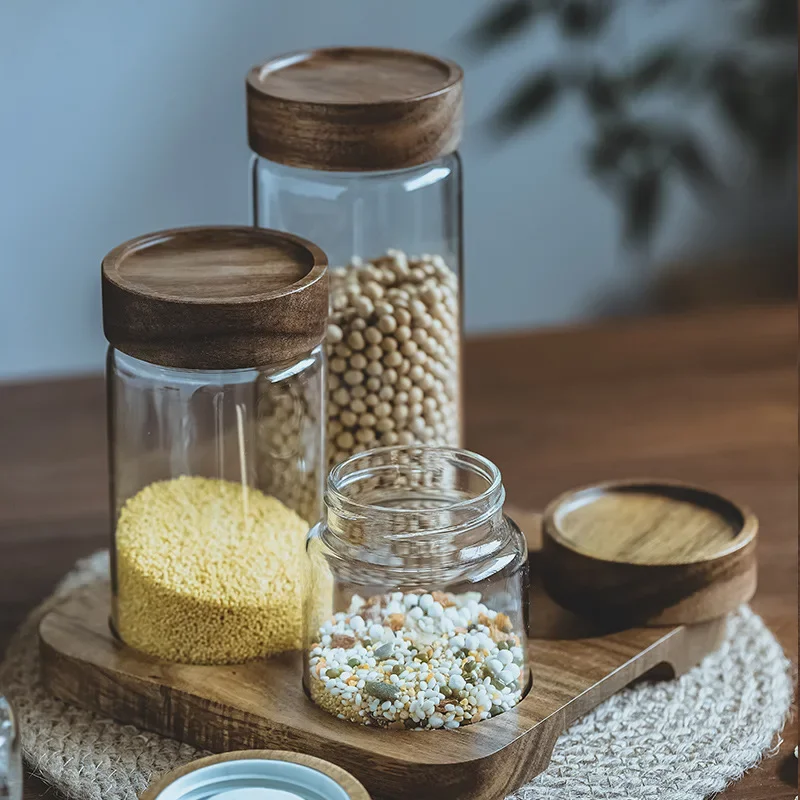 Wadah makanan tutup kayu, wada - Food Storage Jars With Wooden Lids ulasan dan harga