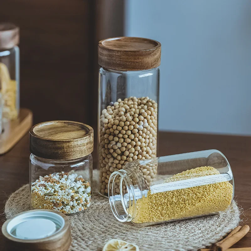 Wadah makanan tutup kayu, wada - Food Storage Jars With Wooden Lids ulasan dan harga