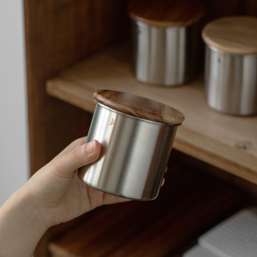 Toples Matcha Baja Tahan Karat - Food Storage Jars With Wooden Lids ulasan dan harga