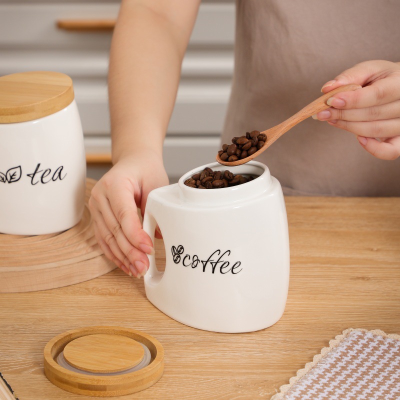 Stoples Keramik dengan Tutup & - Food Storage Jars With Wooden Lids ulasan dan harga