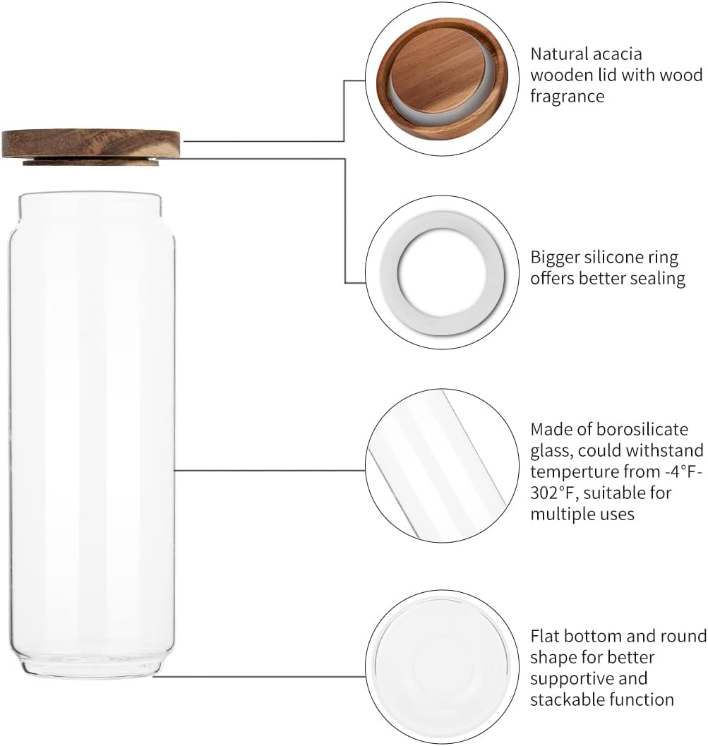 4 Paket Stoples Kaca 34 OZ den - Food Storage Jars With Wooden Lids ulasan dan harga