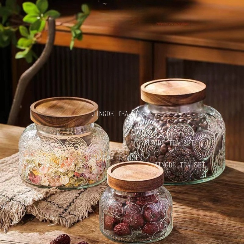Stoples Penyimpanan Kaca Berpo - Food Storage Jars With Wooden Lids ulasan dan harga