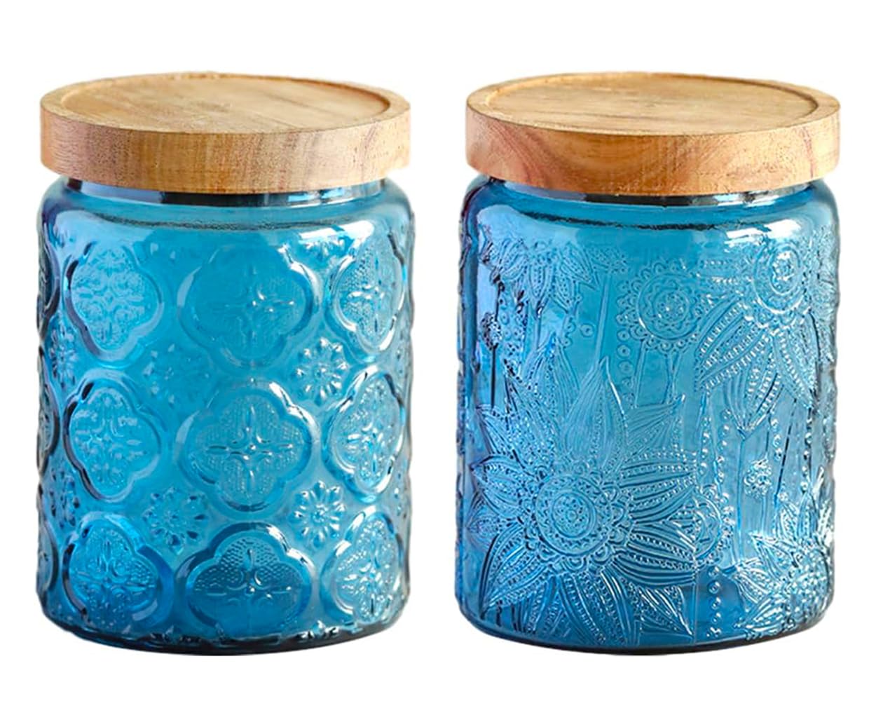 Toples penyimpanan dapur kaca  - Food Storage Jars With Wooden Lids ulasan dan harga
