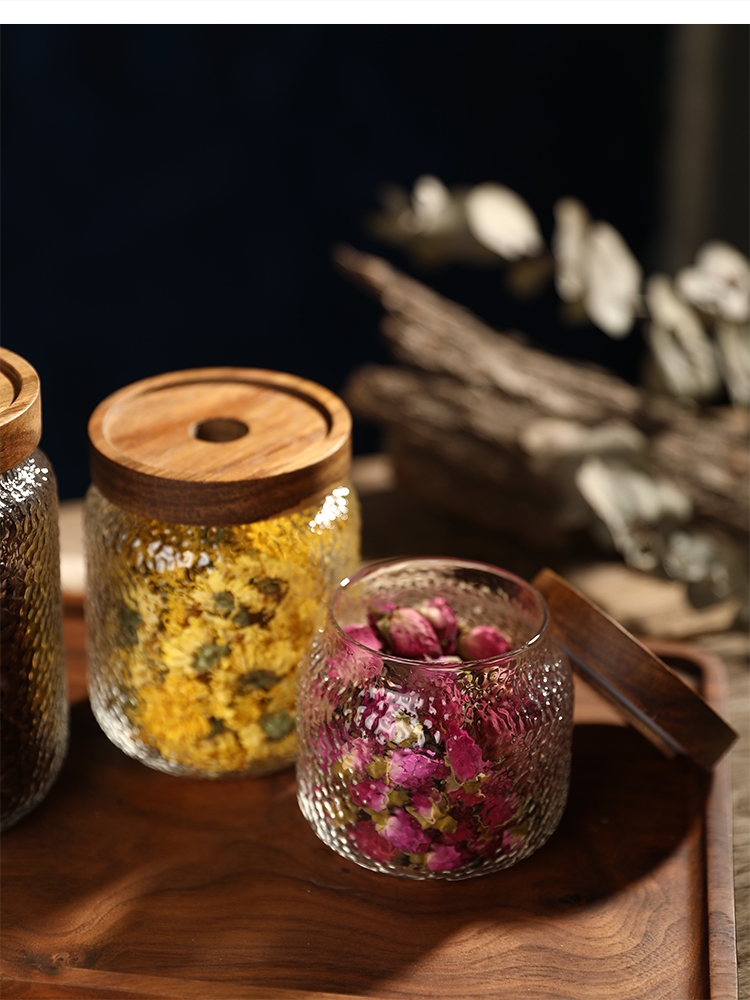 Botol penyimpanan biji-bijian  - Food Storage Jars With Wooden Lids ulasan dan harga